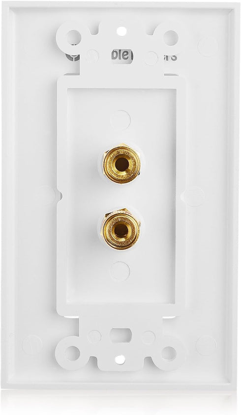 Cable Matters 2-Pack Gold Plated Speaker Wall Plate, Banana Plug Wall Plate for 1 Speaker, White