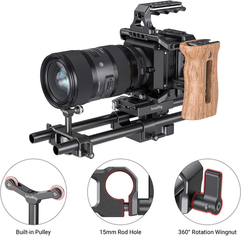 SMALLRIG Universal 15mm LWS Rod Mount Lens Support Bracket for DSLR Camera Shoulder Rig - 2727
