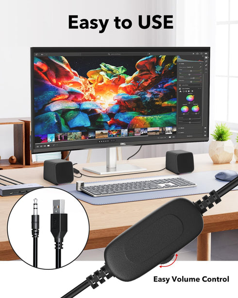 Computer Speakers,Computer Speakers for Desktop PC,Desktop Speakers,Small Computer Speakers USB Powered 3.5mm Aux Speaker for PC,Laptop,Tablet,Phone