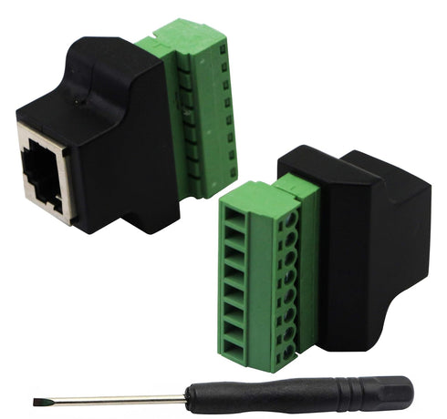 zdyCGTime RJ45 Female Plug to 8P 8C Female Bolt Screw Type Terminals Ethernet Network Plug Cable (2 Pack/F)