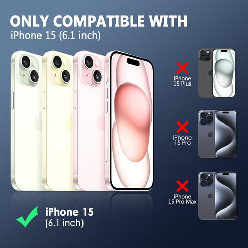 FanTEK 15 6.1 Inch Compatible with iPhone Case, Soft Clear Crystal TPU Phone Cases