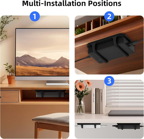 ELETIUO Universal Silicone Laptop Charger Holder,Under Desk Power Brick Mount Organizer for Charging Brick