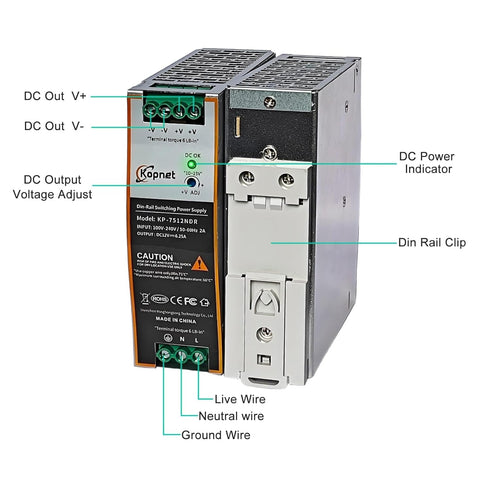 75W 12V 12V 6.25A 100~240V Din Rail Mount Power Supply Output AC-DC Industrial Power Adapter AC Input Din-Rail
