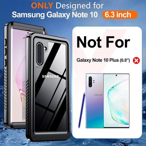 Hualele Galaxy Note 10 Case Waterproof, Built-in Lens & Screen Protector, Rugged Heavy Duty IP68 Underwater
