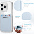 Phone Wallet Stick on, 3 Pack Card Holder for Phone Case, Leather Credit Card Sticky Wallet (Baby Blue, White, Black)