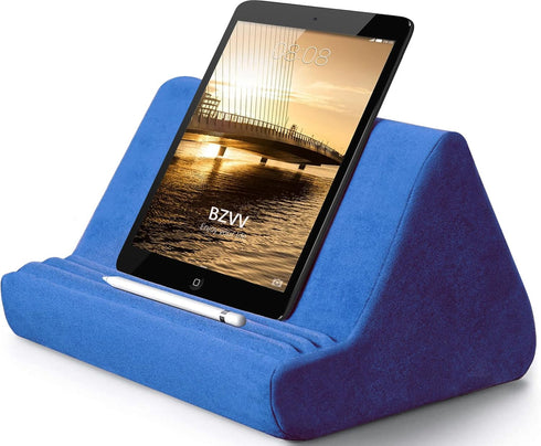 Soft Tablet Stand Pillow with Pocket, Adjustable 3 Viewing Angle, Lazy Holder for Bed Sofa, Compatible with iPads