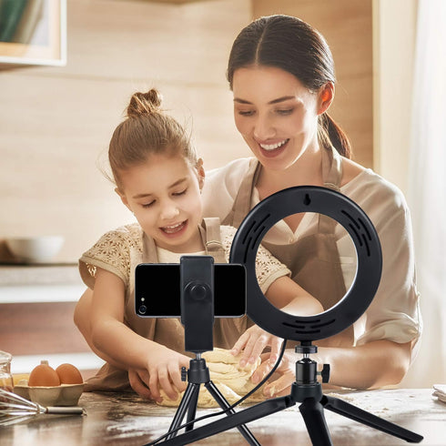 LED Ring Light 6" with Tripod Stand for YouTube Video and Makeup, Mini Camera Light with Cell Phone Holder
