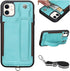 TOOVREN iPhone 11 Wallet Lanyard Case, Protective Cover with PU Leather Card Holder, Adjustable Detachable Strap
