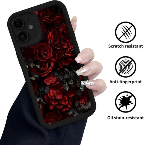 kadezia 11 6.1 inch for iPhone Case Dark Red Rose Bouquet Step Design Soft Touch Case, Slim, Anti-Fingerprint, Elegant