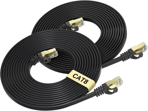 BUSOHE Cat 8 Ethernet Cable 15 FT 2-Pack, 40Gbps 2000MHz Cat8 High