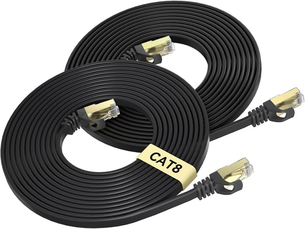 BUSOHE Cat 8 Ethernet Cable 15 FT 2-Pack, 40Gbps 2000MHz Cat8 High