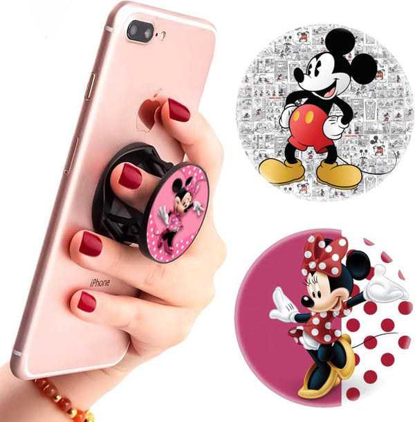(3 Pack) Multifunction Cell Phone Stand - Finger Holder and Grip Pink Heart, Foldable Phone Kickstand Mount for