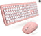 X9 Pink Keyboard and Mouse Combo - 2.4G Wireless Cute Colorful Wireless Set (110 Keys and 18 Shortcuts) for PC and