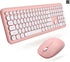 X9 Pink Keyboard and Mouse Combo - 2.4G Wireless Cute Colorful Wireless Set (110 Keys and 18 Shortcuts) for PC and