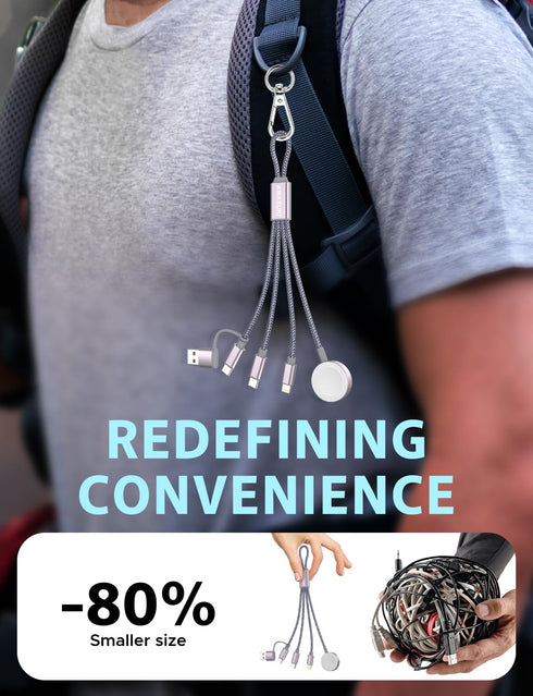 Short 8.66in 3 in 2 USB C Cable for Apple Watch and iPhone Charger, Fast Charging Compatible with iWatch and iPhone