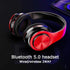 Wireless Bluetooth Headphones with Colorful LED Lights - Built-in Mic, Foldable, Wired HiFi Stereo for Classroom/Home