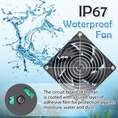 GDSTIME 120mm x 38mm 12V DC Waterproof IP67 Fan, High CFM Dual Ball Bearing 2Pin for DIY Cooling Ventilation Exhaust