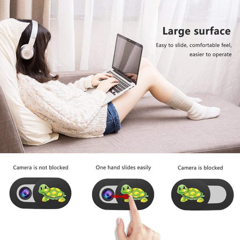 3 Pack Laptop Web Camera Cover, Ultra Thin Webcam Slide Turtle Printed for Laptop, Desktop, PC, and Smartphone