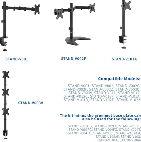 VIVO Black Heavy Duty Grommet Kit for Desk Monitor Mount Stands | Sturdy 4 Inch Grommet Mount with Hardware