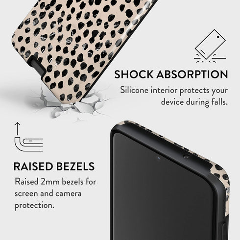 BURGA Phone Case for Samsung Galaxy S20 Ultra, Hybrid Hard Shell + Silicone, Black Polka Dots Pattern