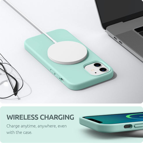 SURPHY Silicone Case Compatible with iPhone 12 Mini, Liquid Silicone Phone Case with Microfiber Lining (Mint Green)