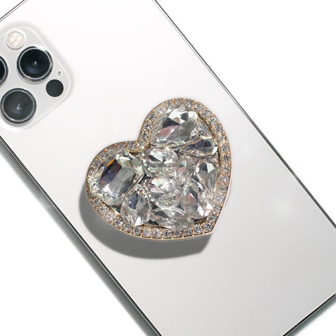 On The Grip OnTheGrip Cute Cubic Diamond Heart Shape Design Collapsible Expandible Mobile Phone Grip