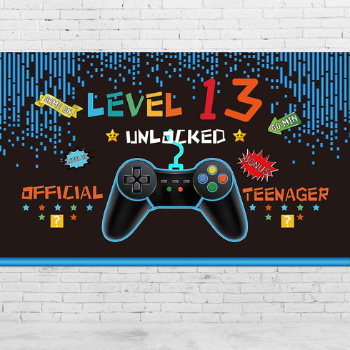 Video Game Birthday Decorations for Boys, Gaming Theme Photo Props Backdrop Banner for Teenagers