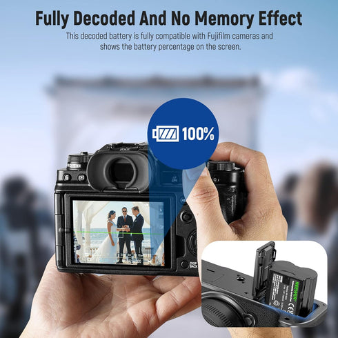 NEEWER NP-W235 Camera Battery Charger Set, Dual Slot USB Charger with LCD, 2 Pack 2400mAh Batteries for Fujifilm