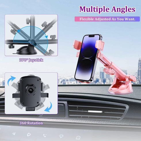 SWPHRT Car Phone Holder, Strong Suction Vehicle Dashboard Windshield Air Vent Cellphone Mount Cradle, Adjustable Hands