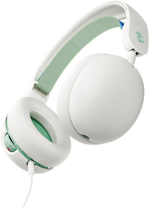 Skullcandy Grom Over-Ear Wired Headphones for Kids, Bone Seafoam, Volume-Limiting, Microphone