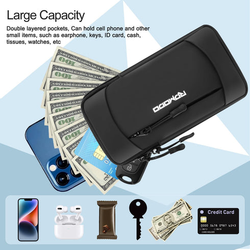 Running Armband Phone Holder & Crossbody Bag - Waterproof Phone Pouch for iPhone 15/14/13 Pro Max, Black