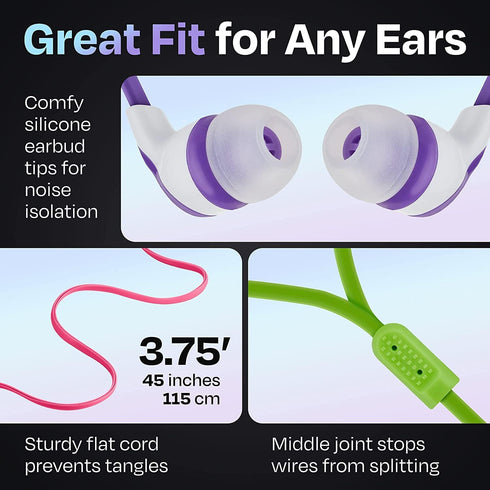 10x Multipack Earbuds with Microphone - Wired in-Ear Earphones for Schools, Libraries & More - Affordable Bulk