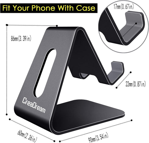 CreaDream Cell Phone Stand, Cradle, Holder, Aluminum Desktop Stand for Switch, All Smart Phones, iPhone 11 Pro Xs Max