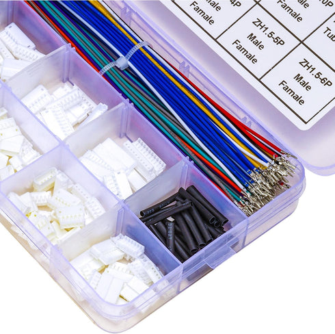 JST Connector Kit 1.5mm Pitch JST-ZH 1.5 Male Female Connector with Premium 28AWG Pre-Crimped Extension Cables