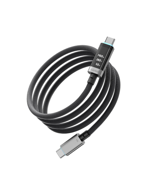 CUKTECH 240W USB C to USB C Cable with OLED Display(1 Pack,