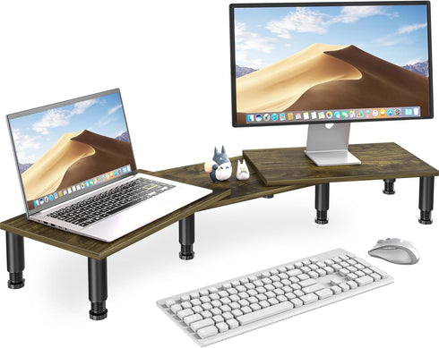 AX WABER Dual Monitor Stand Riser, Monitor Stand with Adjustable Length and