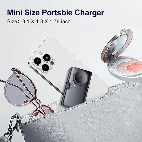Portable Charger for iPhone Apple Watch, Samsung, 5000mAh 20W PD Fast Charging Built-in Foldable USB-C Connector,