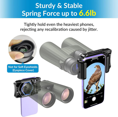 APEXEL Telescope Phone Adapter, Binocular Photo Adapter for Android & iPhone, Includes Bluetooth Shutter Remote