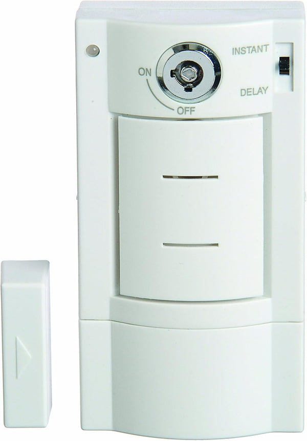 HS4313B Battery Powered Wireless Home Security Door Alarm with Key Entry, White