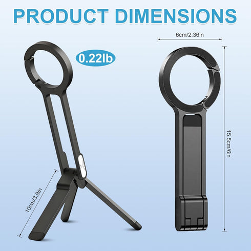 Acrebow 180 12-17(Black) Aluminum Alloy Phione Tripod, Carabiner Magnetic Phone Tripod for iPhone, Rotation & Strong