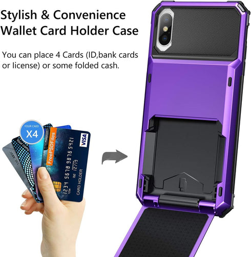 Vofolen Case for iPhone Xs Max, Wallet ID Slot, Credit Card Holder, Scratch Resistant Dual Layer Protective Cover