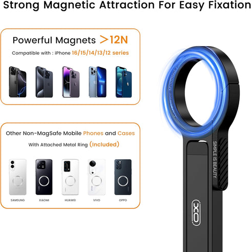 XO Simple is Beauty 17 16 15 14 13 12 Magnetic Tripod for iPhone, Portable Cell Phone Tripods for Magsafe Strong
