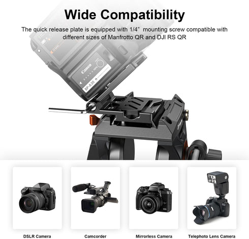 COMAN EX300 Foldable Camera L Bracket, Universal L-Shaped Vertical Horizontal Camera Quick Release Plate, for DSLR