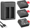 Action Camera Battery Pack, 1350mAh Rechargeable Battery (3-Pack) with USB Dual Charger for Sports Cameras