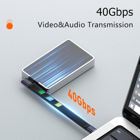 Short USB C Cable, 0.4FT 240W USB C to USB C Right Angle Cable, Thunderbolt 4/3/USB4 Support, 8K@60HZ Display for