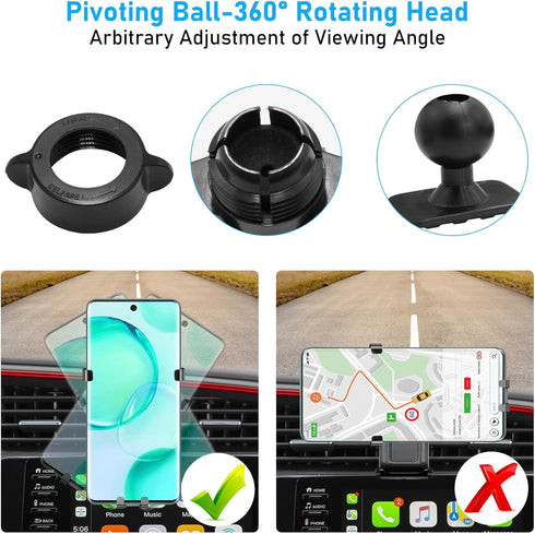 Compatible Phone Holder for Honda Civic 2016-2021, Mount Hazard Light Slot, 360 Degree Rotation Anti-Shake