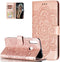 Samsung Galaxy A20S Case, Stylish PU Leather Wallet with Stand, Credit Card Slot, Shockproof Flip, Rose Gold Sunflower