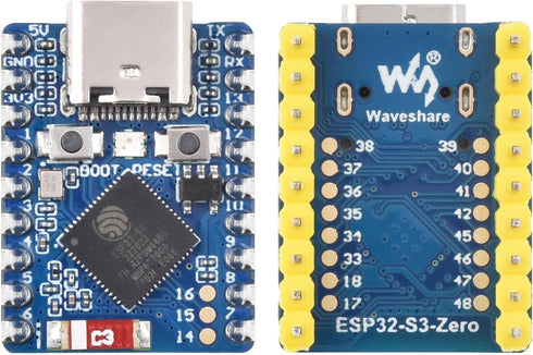 waveshare 2 PCS ESP32-S3 Mini Development Board, 2.4GHz Wi-Fi, Bluetooth 5 Support, USB Type-C Port