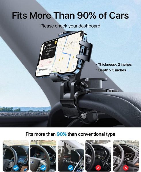 andobil Universal Car Phone Clip Holder, Military Sturdy, Ultra Stable Dashboard Cell Phone Mount for All iPhones
