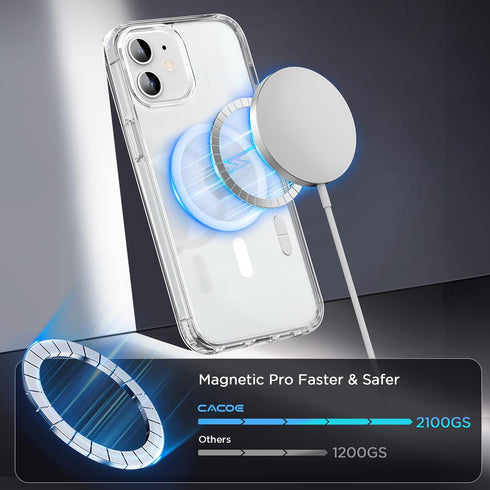 CACOE Magnetic Case for iPhone 12 & 12 Pro 6.1 inch, Clear, Compatible with MagSafe, Not Yellowing Anti-Scratch